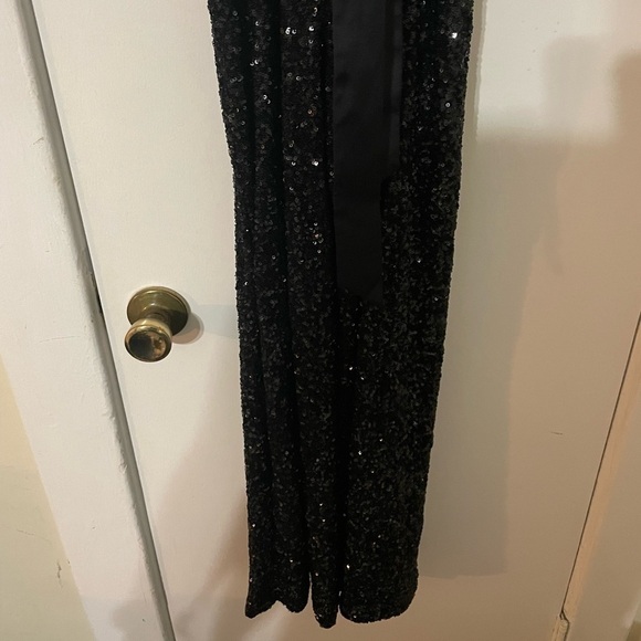 EXPRESS Sequin V-Neck Tie Waist Wide Leg Jumpsuit size Small NWT - Picture 7 of 13